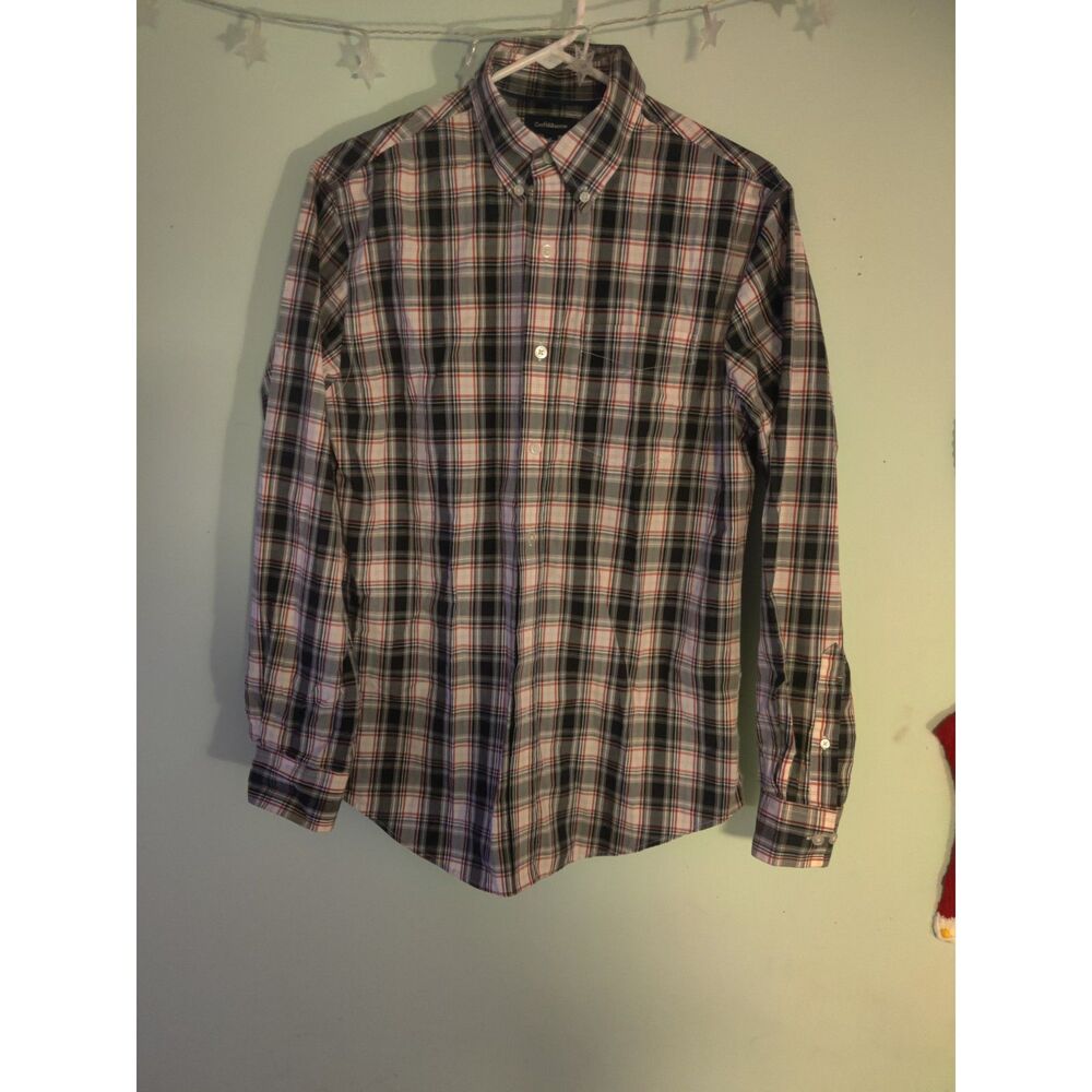 Croft & Barrow Men's Small Plaid Dress Shirt Button Down